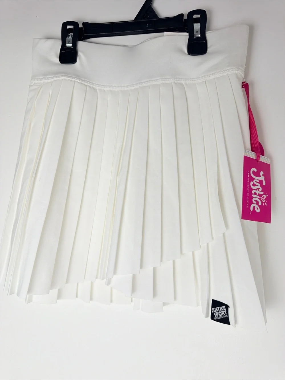 Justice White Asymmetrical Pleated Sport Skirt